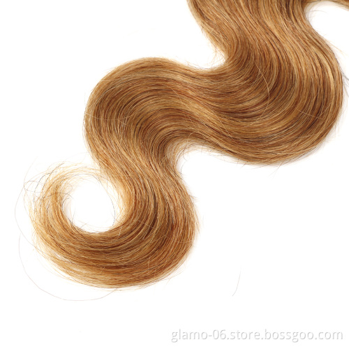Ombre Body Wave Bundles Honey Brown 1b/30 Human Hair Bundles,Brazilian Virgin Hair Weave Bundles,2 Tones Remy Hair Extensions